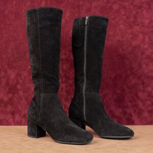 La Canadienne Women Jemma 60s Black Suede Zip Waterproof Knee Boots sz 8